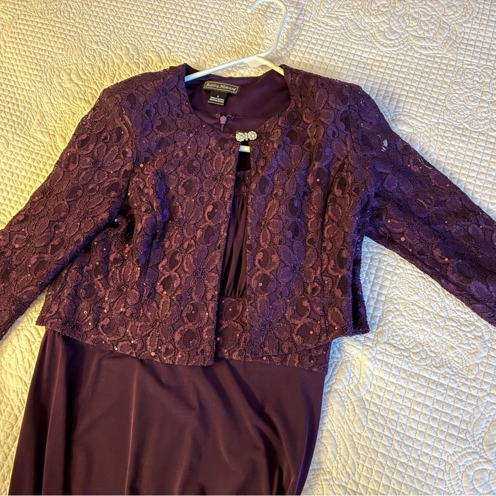 Jessica Howard - Elegant Purple Lace Dress with Jacket